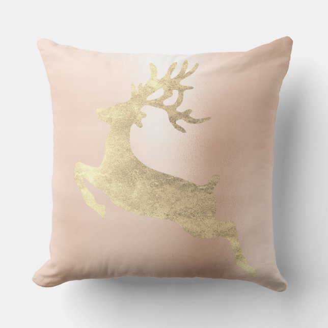 Reindeer Champaign Rosa ros Guld  Metallic Kudde (Framsida)