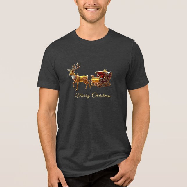 Reindeer Christmas Sleigh Holiday Men's T-Shirt (Framsida)