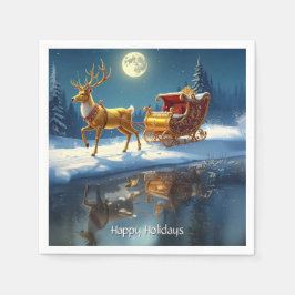 Reindeer Christmas Sleigh Holiday Napkin Pappersservett