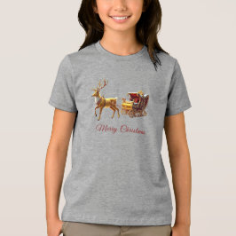 Reindeer Christmas Sleigh Holiday T Shirt