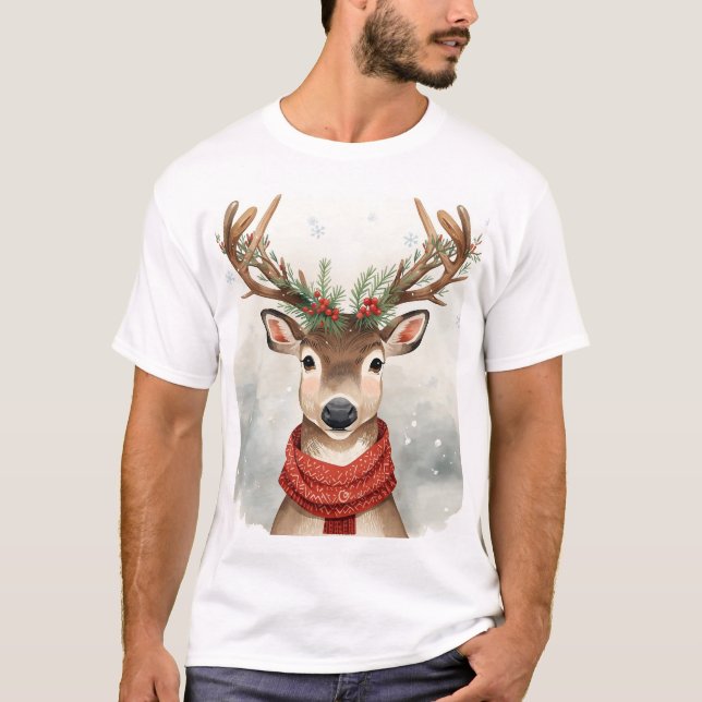 Reindeer Christmas T-Shirt For Festive Holiday (Framsida)