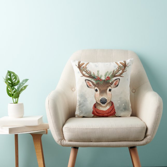 Reindeer Christmas Throw Pillow For Holiday Kudde (Stol)