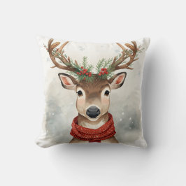 Reindeer Christmas Throw Pillow For Holiday Kudde