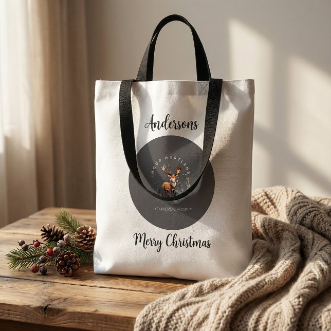 Reindeer christmas tote bags girly festive tygkasse (Skapare uppladdad)