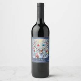 Reindeer Christmas Vinflaska Etikett