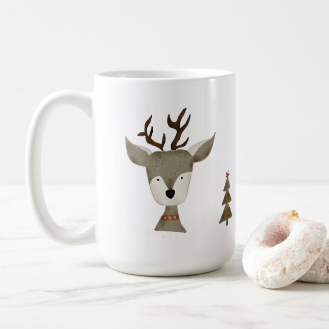 Reindeer Coffee Mugg | Helgdag | 15 oz | Keramik (Med munk)