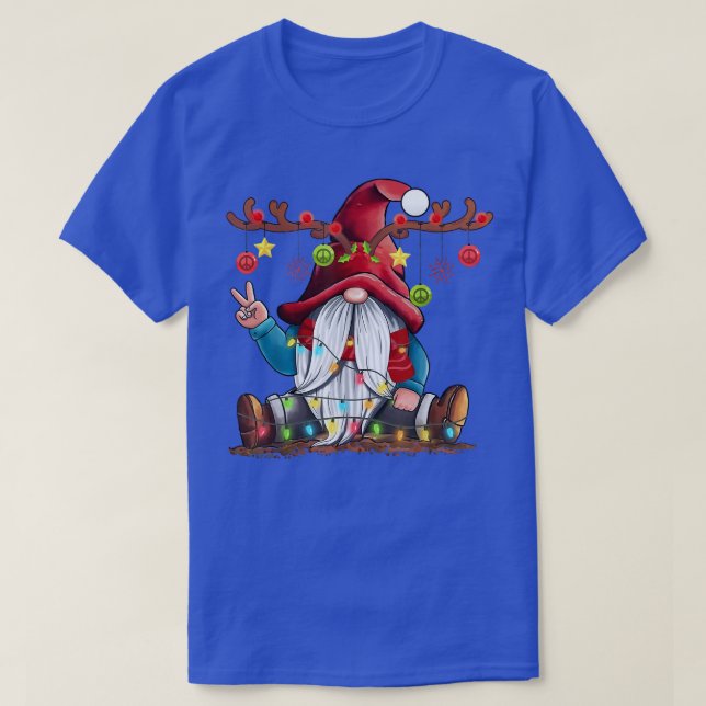 Reindeer Cute Gnome jul Light Träd Gnome Pea T Shirt (Design framsida)
