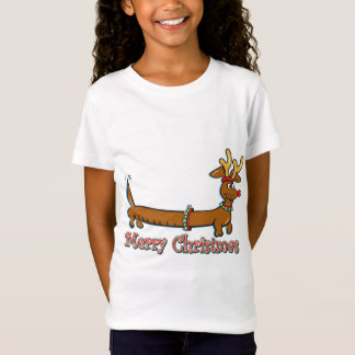 Reindeer Dachshund God jul T Shirt