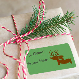 Reindeer Dachshund Helgdag Gift Märkre Sticky Labe Adressetikett