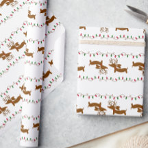 Reindeer Dachshund jul Gift Wrapping Papper