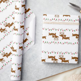 Reindeer Dachshund jul Gift Wrapping Papper Presentpapper