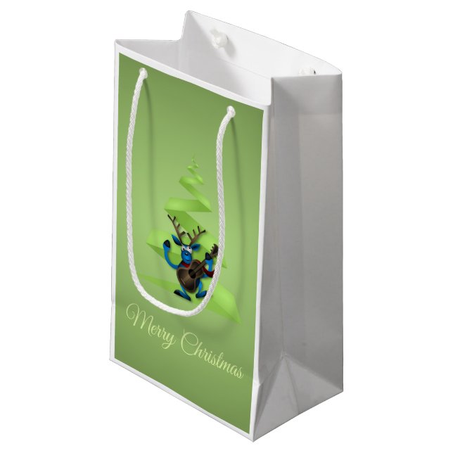 Reindeer Dancing Guitar God jul Träd (Framsidan Vinklad)