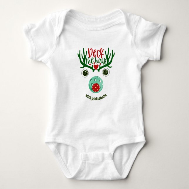 Reindeer Deck'Halls med Picklebollar jul T Shirt (Framsida)
