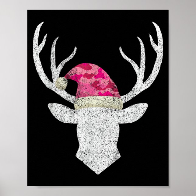 Reindeer Deer Nk Camo Santa Hat Christmas Pajama H Poster (Framsidan)