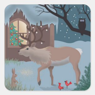 Reindeer-dekalen Fyrkantigt Klistermärke
