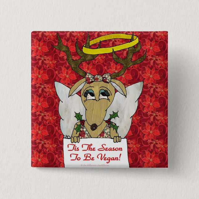 Reindeer detta är säsongen för gåvoskel från Vegan Knapp (Framsida)