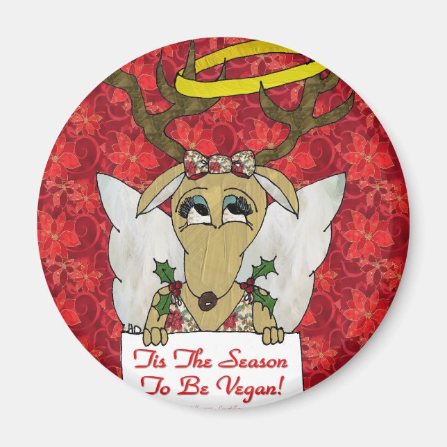 Reindeer detta är säsongen för gåvoskel från Vegan Magnet (Framsidan)