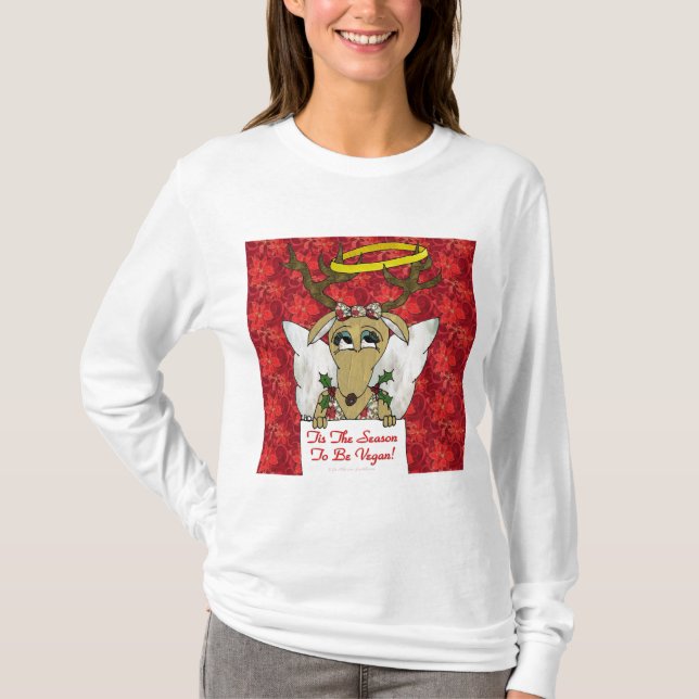 Reindeer detta är säsongen för gåvoskel från Vegan T-shirt (Framsida)
