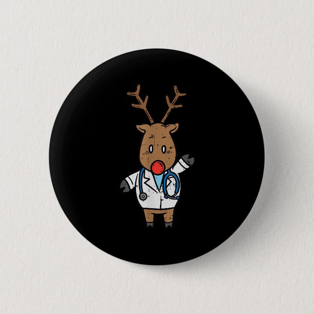 Reindeer Doctor Nurse Stethoscope Medical Christma Knapp (Framsida)
