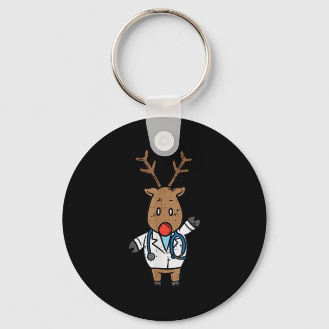 Reindeer Doctor Nurse Stethoscope Medical Christma Nyckelring (Framsida)