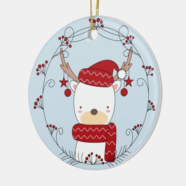 Reindeer Doodle Anpassningsbar Photo Julgransprydnad Keramik (Vänster)