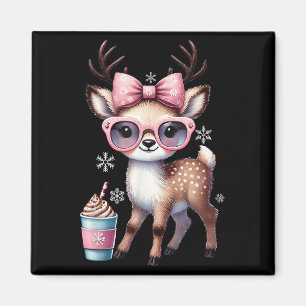 Reindeer Drinking Hett Chocolate Bougie Women Girl Magnet