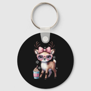 Reindeer Drinking Hett Chocolate Bougie Women Girl Nyckelring
