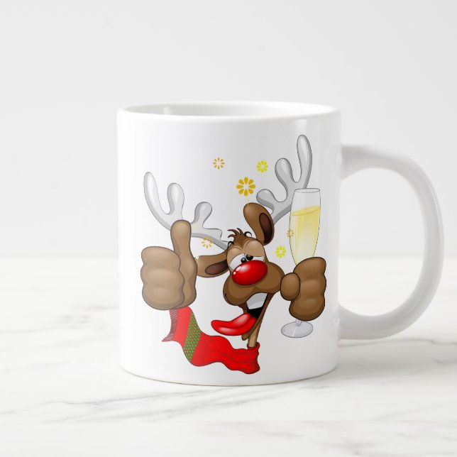 Reindeer Drunk Funny Jultecken Jumbo Mugg (Höger)