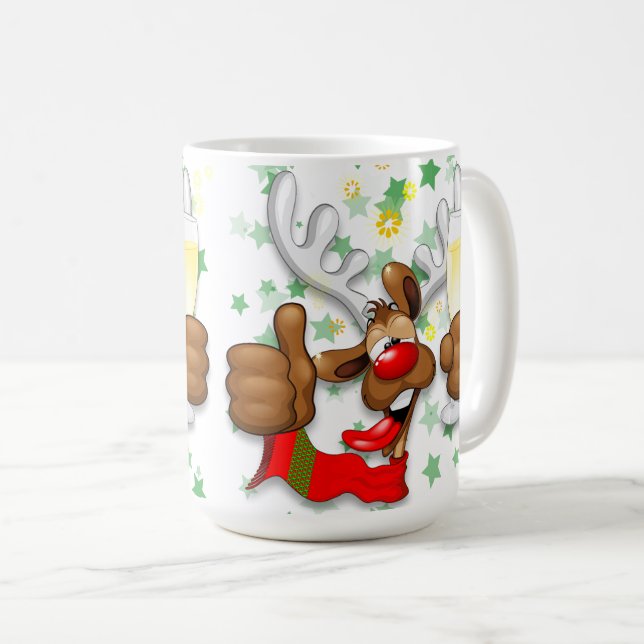 Reindeer Drunk Funny Jultecken Kaffemugg (Framsida höger)