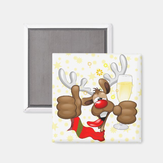 Reindeer Drunk Funny Jultecken Magnet (Front/Back)