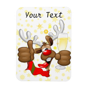 Reindeer Drunk Funny Jultecken Magnet