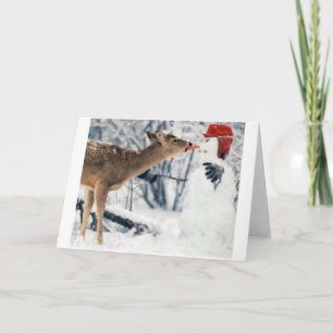 Reindeer Eating Snögubbe Helgkort