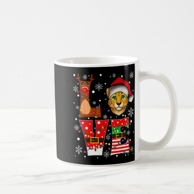 Reindeer Elf Santa Hat Love Cheetah Animal Xmas  Kaffemugg (Höger)