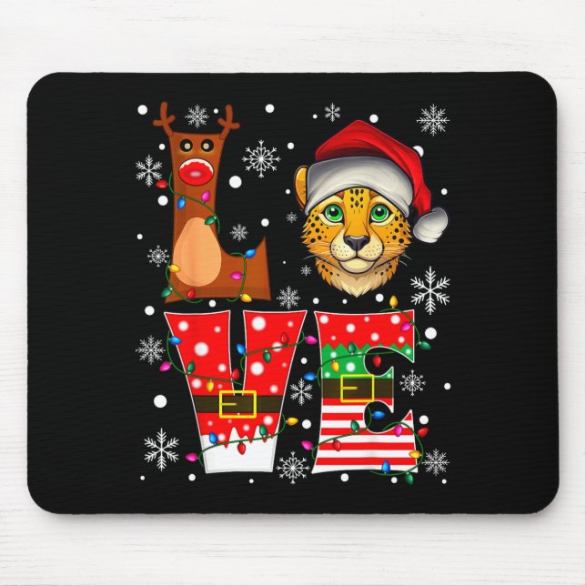 Reindeer Elf Santa Hat Love Cheetah Animal Xmas  Musmatta (Framsidan)