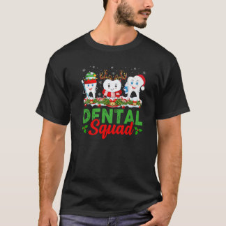 Reindeer Elf Santa Hat Teeth Dental Squad Dentist T Shirt