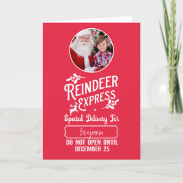 Reindeer Express Kid Namn och Photo jul Helgkort