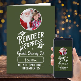 Reindeer Express Kid Namn och Photo jul Helgkort