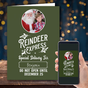 Reindeer Express Kid Namn och Photo jul Helgkort
