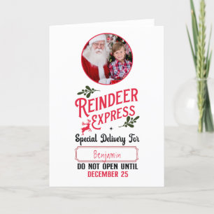 Reindeer Express Kid Namn och Photo jul Helgkort