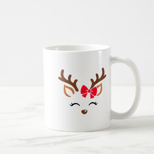 Reindeer Face Gles Christmas Costume Xmas Pajama G Kaffemugg (Höger)
