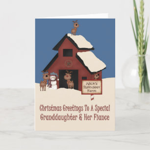 Reindeer Farm Granddotter & Fiance jul Helgkort