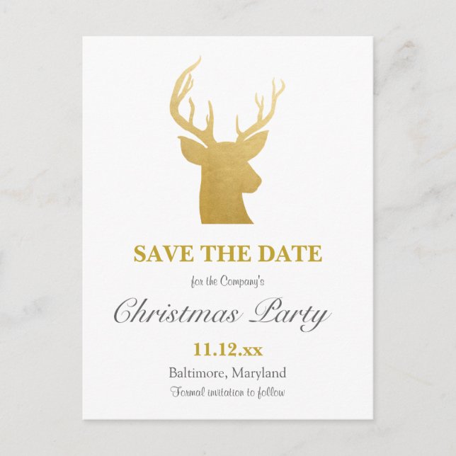 Reindeer Faux Gold Foil | JULFEST Meddelande Vykort (Framsida)