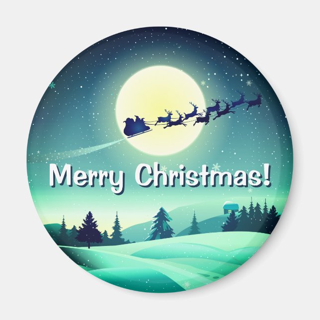 Reindeer Flies Sleigh Magnet (Framsidan)