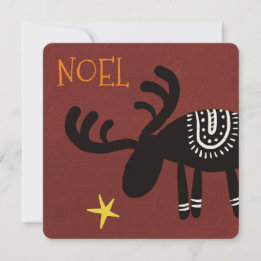 Reindeer found the star: Christmas card, flat Kort