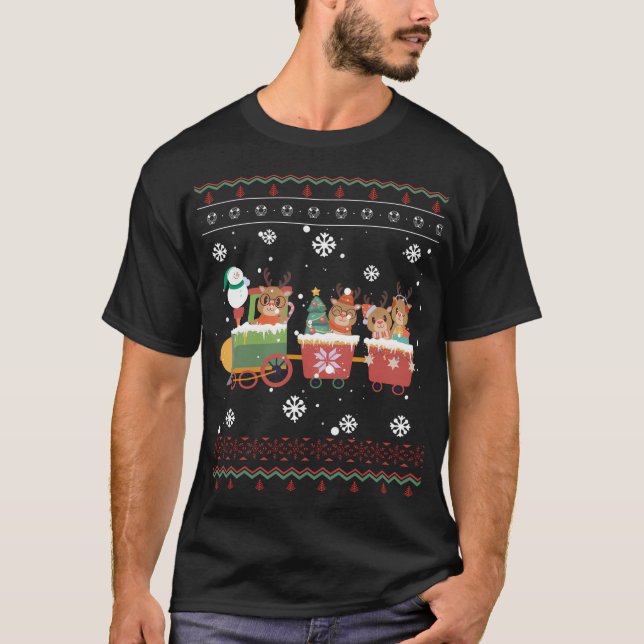 Reindeer Funny jul Ugly T Shirt (Framsida)