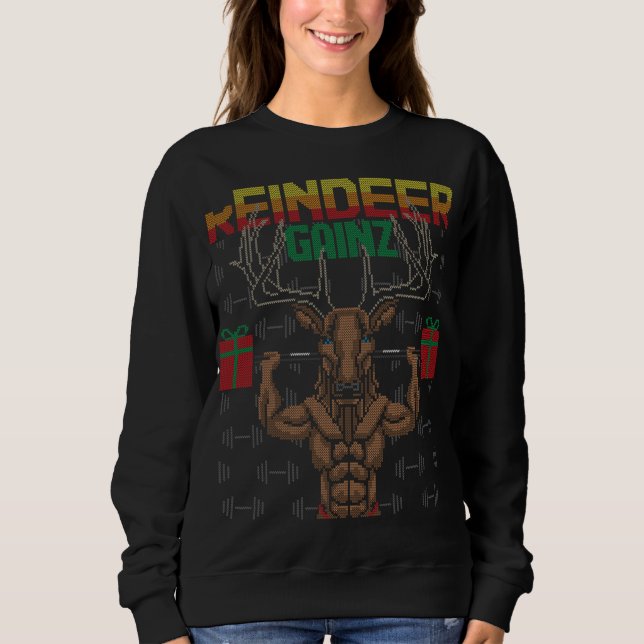 Reindeer Gainz Brodolf Ugly jul Sweater Gym T Shirt (Framsida)