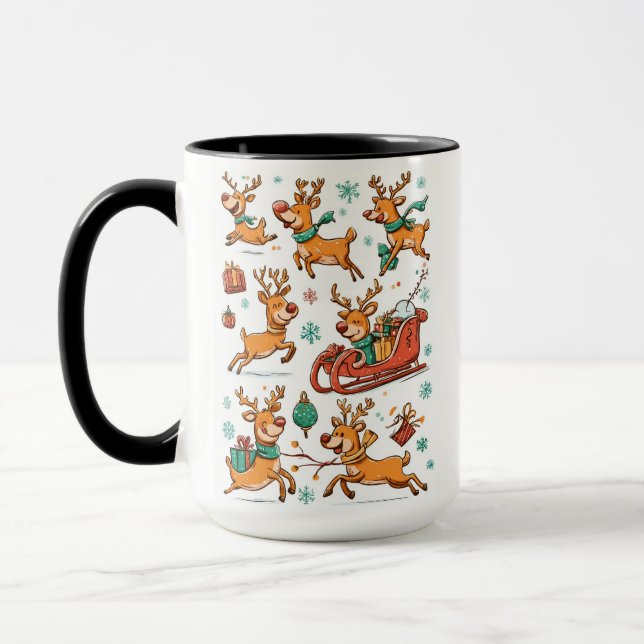 Reindeer Games – Christmas Cartoon Mug Mugg (Vänster)