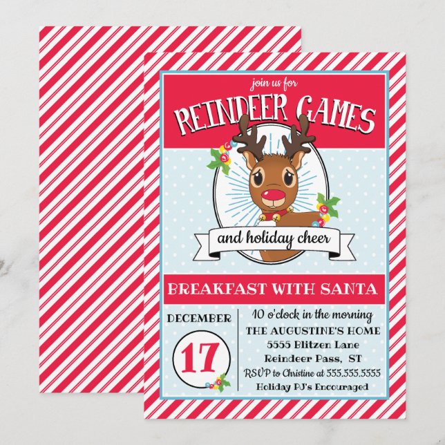 Reindeer Games-inbjudan till julfest Inbjudningar (Fram/baksida)