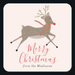 Reindeer Games julklapp Fyrkantigt Klistermärke<br><div class="desc">Festive helgdag-juldesign med en renillustration av Shelby Allison.</div>