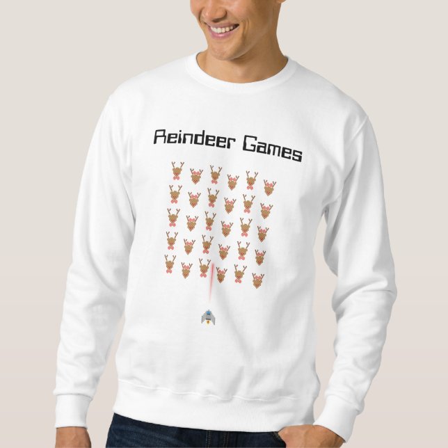 Reindeer Games Ugly jul Sweater Gamer Party Lång Ärmad Tröja (Framsida)